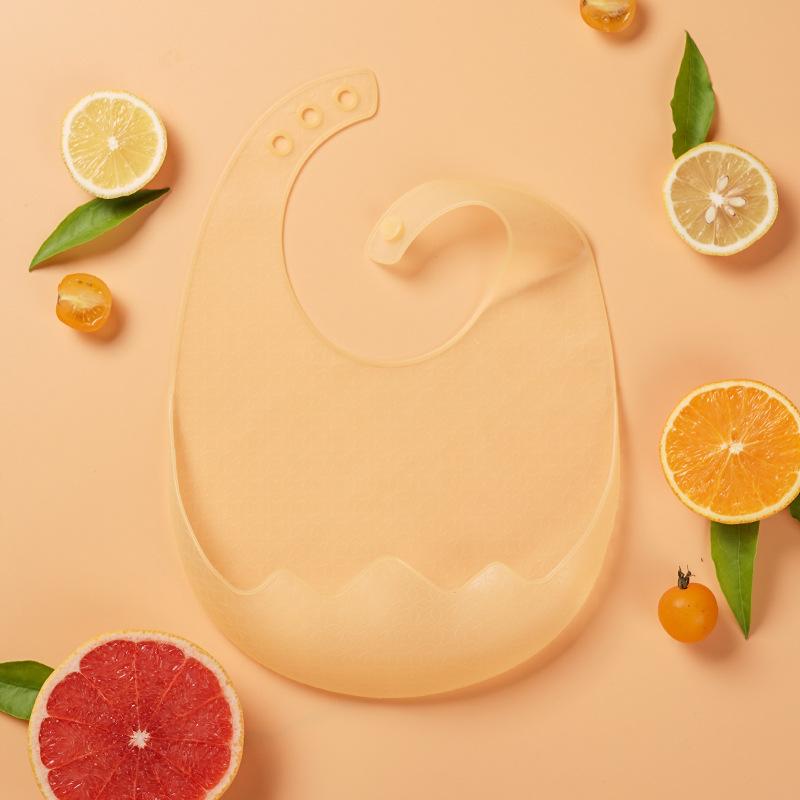 Silikon Lätzchen Wasserdicht Speichel Baby Lätzchen Für Baby Baby Zubehör Fütterung Weiche Schürzen Baby Einstellbare Spucktuch orange