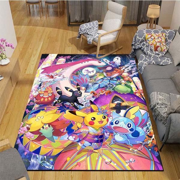 Cartoon Pokemon Pikachu Druck Großer Teppich für Wohnzimmer Bodenmatte Schlafzimmer Home Fashion Teppiche 120x160cm