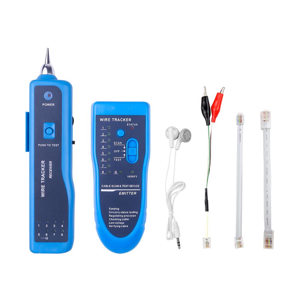Professioneller Kabel-Tracker zum Senden und Empfangen, 2-in-1-Kabeldiagnose-Tool-Set, Kabeltester, Telefonkabel-Tracker, Cat5, Cat6, RJ45-Leitungsfinder blau