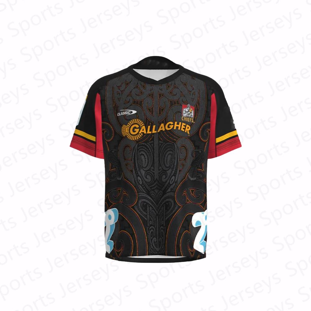 2025 Neuseeland Rugby Gallagher Chiefs Rugby Trikot Sommer Herren_Junge Rugby Trainings-T-Shirt Fan Sonder-Trikot XXXL schwarz