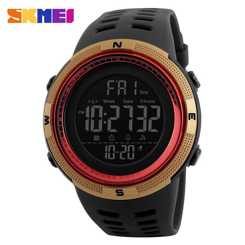 Neue SKMEI Herren-Sportuhren, digitale wasserdichte Uhr, Countdown-Alarm, Chrono-Armbanduhren 1251 rot/gold