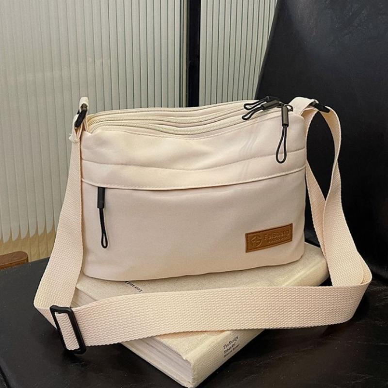 Damen Casual Umhängetaschen Nylongewebe Multi Taschen Kleine Kapazität Hobo Schultertasche Frühling Neueste Mode Messenger Bag beige