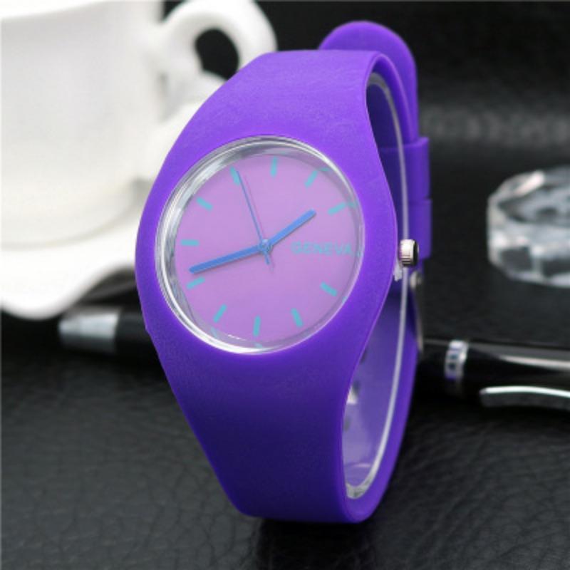 Silikon Uhr Mode Jelly Candy Genf Herrenuhr Damenuhr Quarz Ultra-dünne Uhr violett