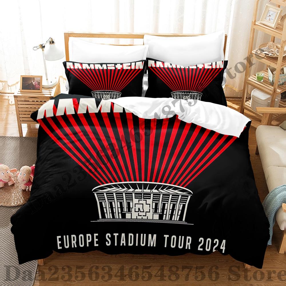 Rammstein Bettwäsche Set Einzelbett Twin Full Queen King Size Bettwäsche Set Erwachsener Kind Schlafzimmer Bettbezug Sets 3D Anime Bettlaken Set AU Queen(210*210cm)3pcs