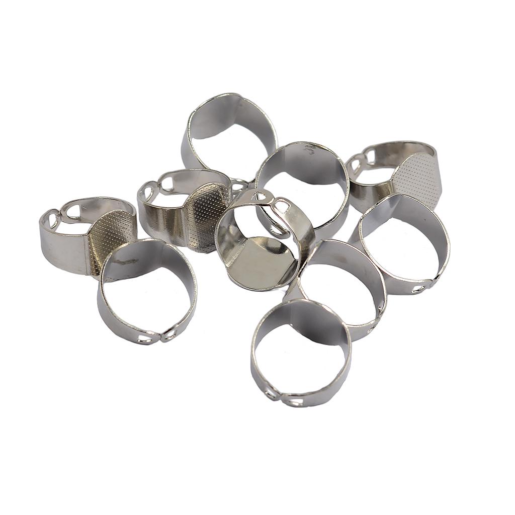 10 x verstellbarer Messing-Rohling zum Kleben auf Bandplatte, Basisring, DIY-Herstellung, Silber silber