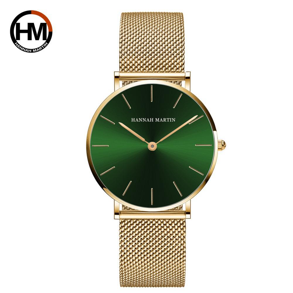 Hannah Martin Wasserdichte Uhr Mode Lässige Damen Quarz Uhr grün