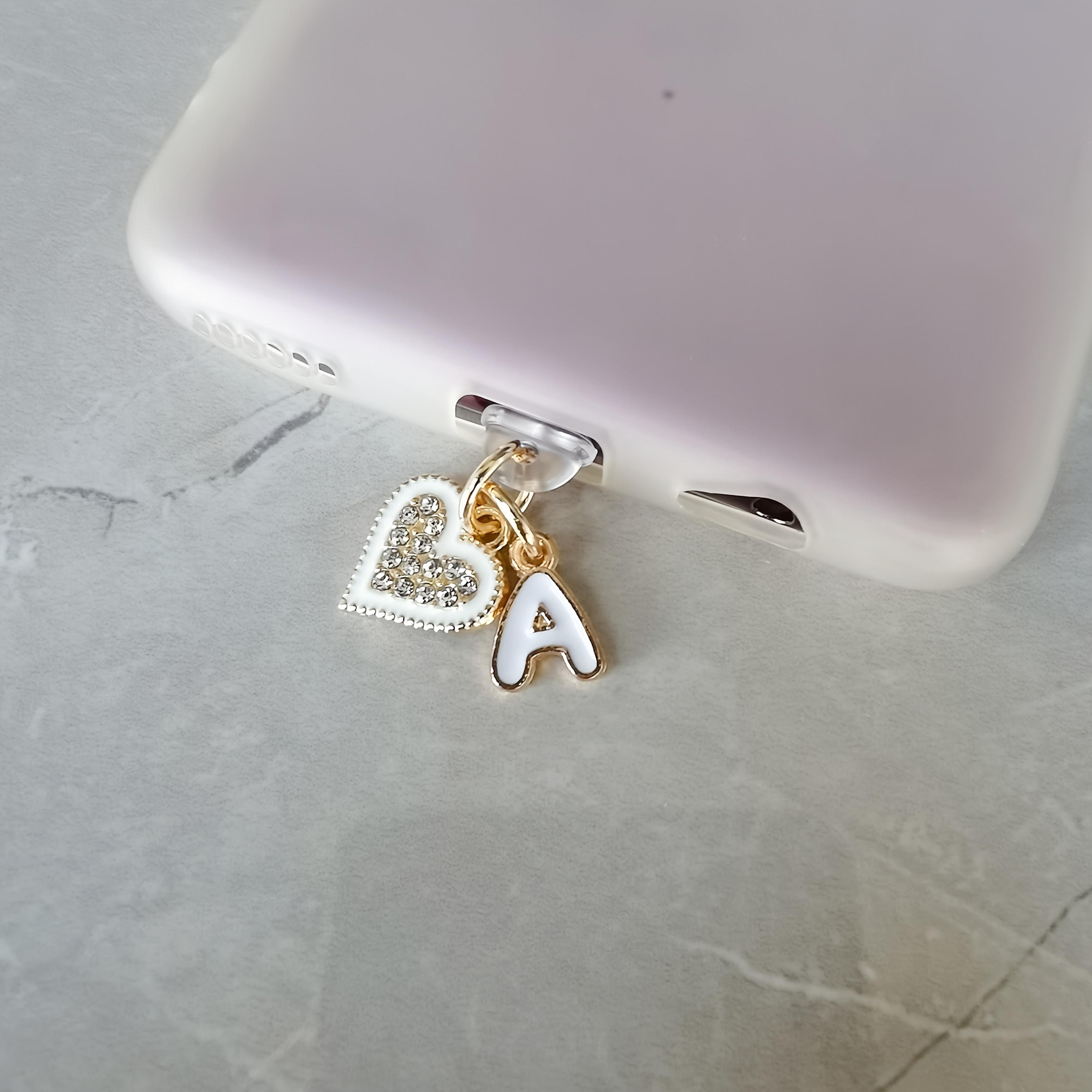 Leichter Luxus Funkelnder Diamant Buchstaben Herz Handy Staubschutzstecker Schnittstellenschutz Dekorative Hängeornament For Type-C