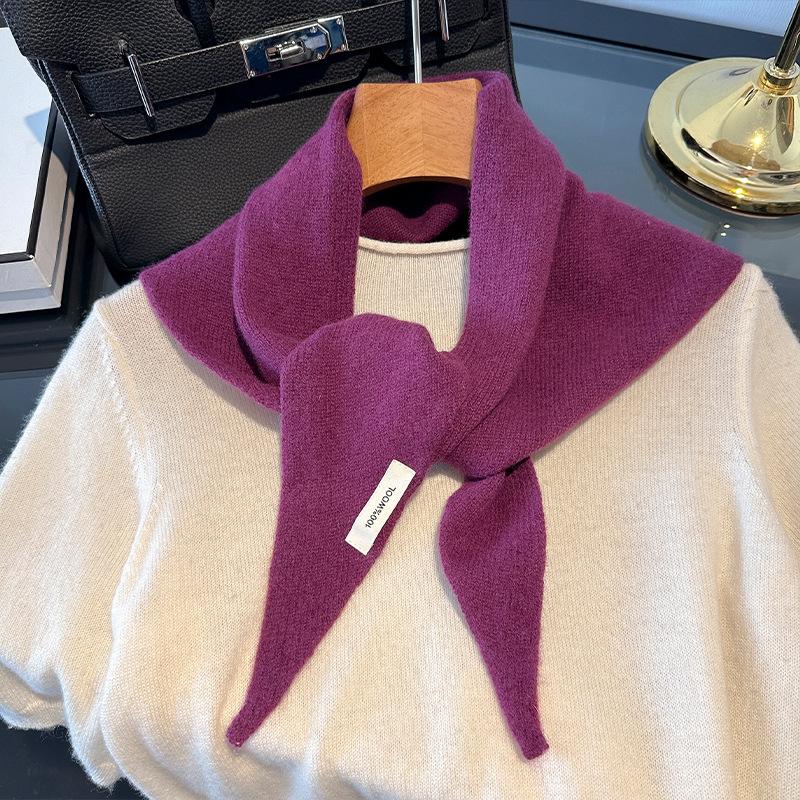 Wolle Koreanischer Stil Wintermode Warmer Gestrickter Dreieckiger Hijab Schal Damen Kopftuch Schal Multifunktionales Halstuch pink