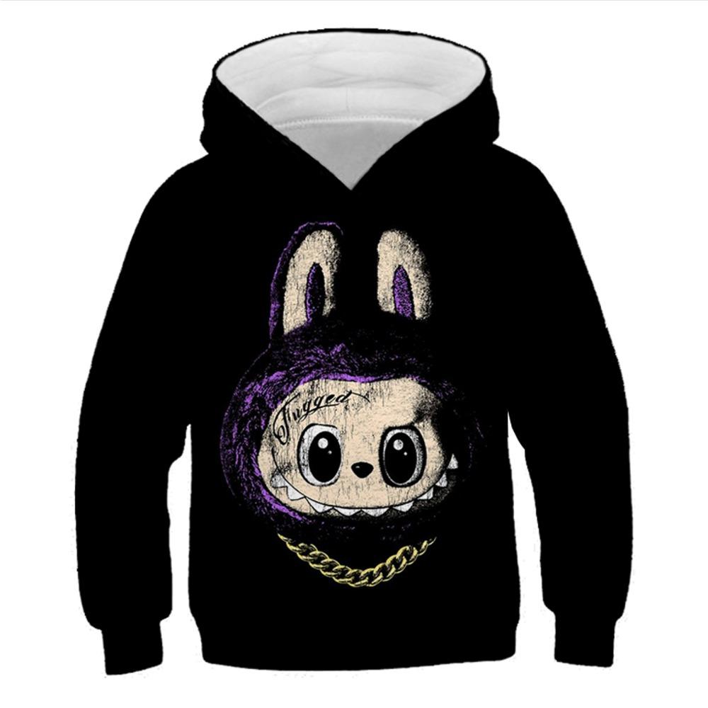 Heiß verkaufter Artikel LABUBU 3D-gedruckter Kinder-Hoodie Herbst und Winter Jungen Mädchen Langarm-Pullover Kinderbekleidung 100