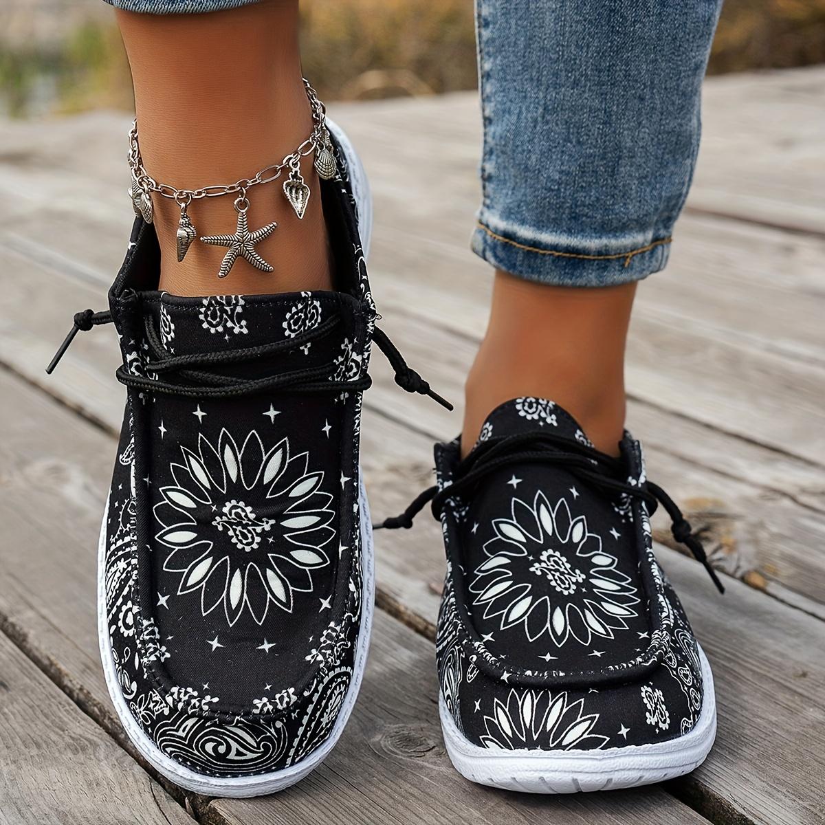 Damen Slipper Lässige Sommerschuhe mit geometrischem Blumenmuster, Schwarz, Blau & Gelb, Leichte EVA-Sohle, Ganzjahres-Komfort Damenschuhe 39 schwarz
