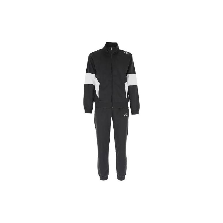Emporio Armani EA7 Letter Logo Print Reißverschluss Langarm Freizeit Sport Anzug Herren Anzüge Schwarz 6LPV63-PJ08Z-1200 S