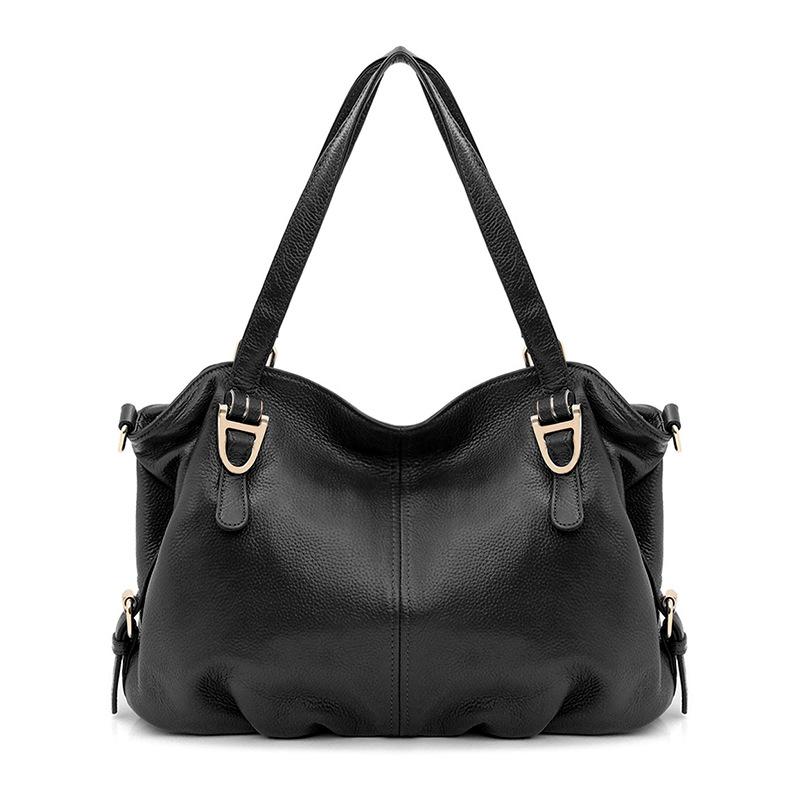 Frauen Echtes Leder Handtasche Designer Marke Schulter Handtasche Satchel Tote Umhängetasche Weiche Rindsleder Top-griff Taschen schwarz