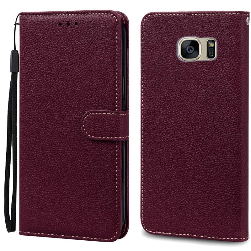 S7Edge Fall Für Samsung Galaxy S7 Fall Leder Brieftasche Auf Für Samsung S7 Rand Fall Weiche Flip-Cover Für Samsung s7 S 7 Rand Fundas For Samsung S7 Edge wein rot