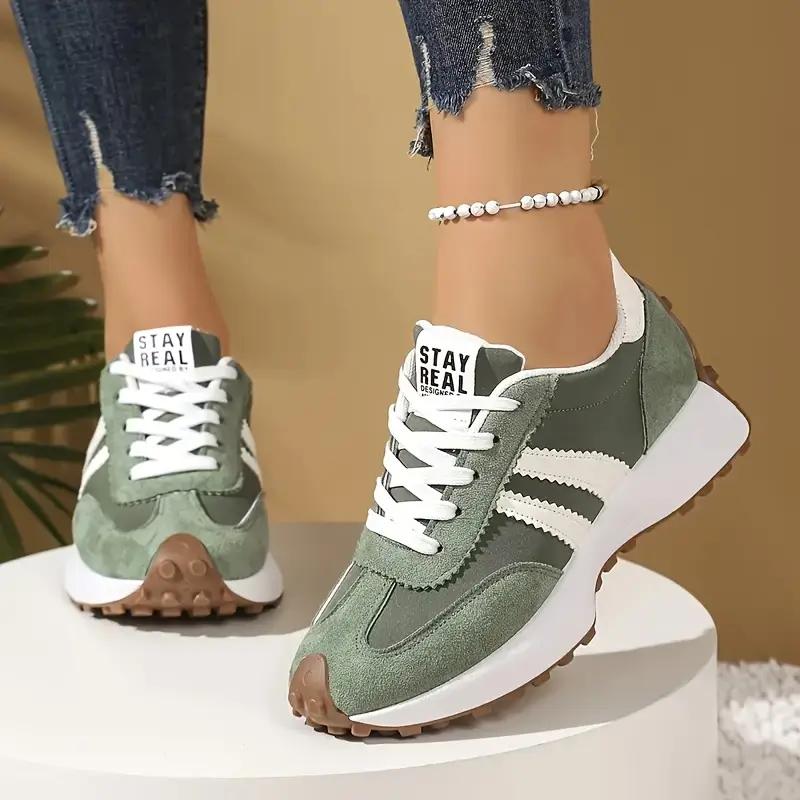 Neue Designer-Sneaker Damen Sportschuhe Sneaker Dicke Sohle Lässig Modische Sneaker Leichte Weiche Sohle Laufschuhe 40 grün