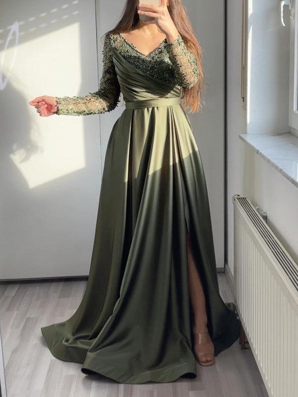 2025 Trägerloses Rüschen-Mid-Waist-Spitzen-Abendkleid in Rot, Schwarz und Grün L dunkelgrüne