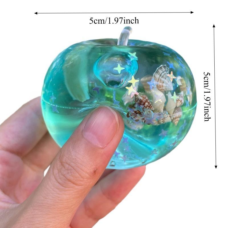 Ozeanschale Apfel Malzose Squishy Stressball Spielzeug Weiche Schale Sterne Pailletten Innen Weiches Fidget Spielzeug Anti-Angst Stressabbau Spielzeug blue