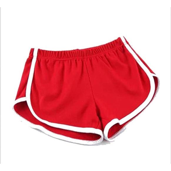 Frauen Mode Sommer Shorts Yoga Shorts Sommer Strand Kurze Athletische Shorts Hosen Sport Shorts Gym Workout Bund Casual Shorts M rot
