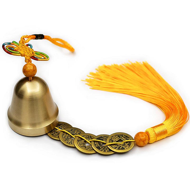 Ping An Reiner Kupfer Windspiel Anhänger Auto Atmosphäre Anhänger Feng Shui Kupferglocke Fünf Kaiser Kupfermünzen Anhänger multi