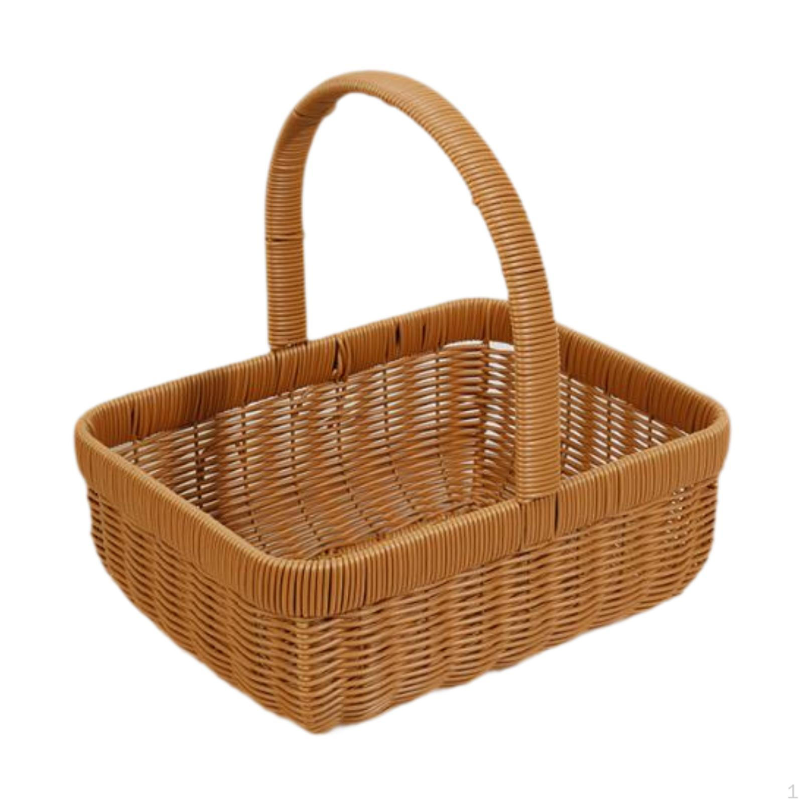 Imitation Rattan Picknickkorb Gemüse Obst pflücken Blume für Süßigkeiten S brown
