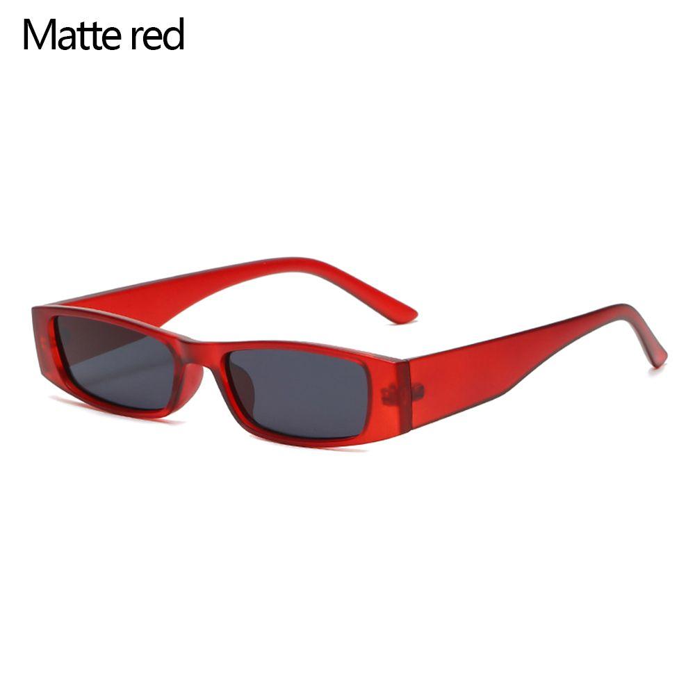 Quadratische Trendige UV400 Kleine Rechteckige Sonnenbrillen Kleiner Rahmen Schmale Sonnenbrillen Retro Sonnenbrillen Matte red
