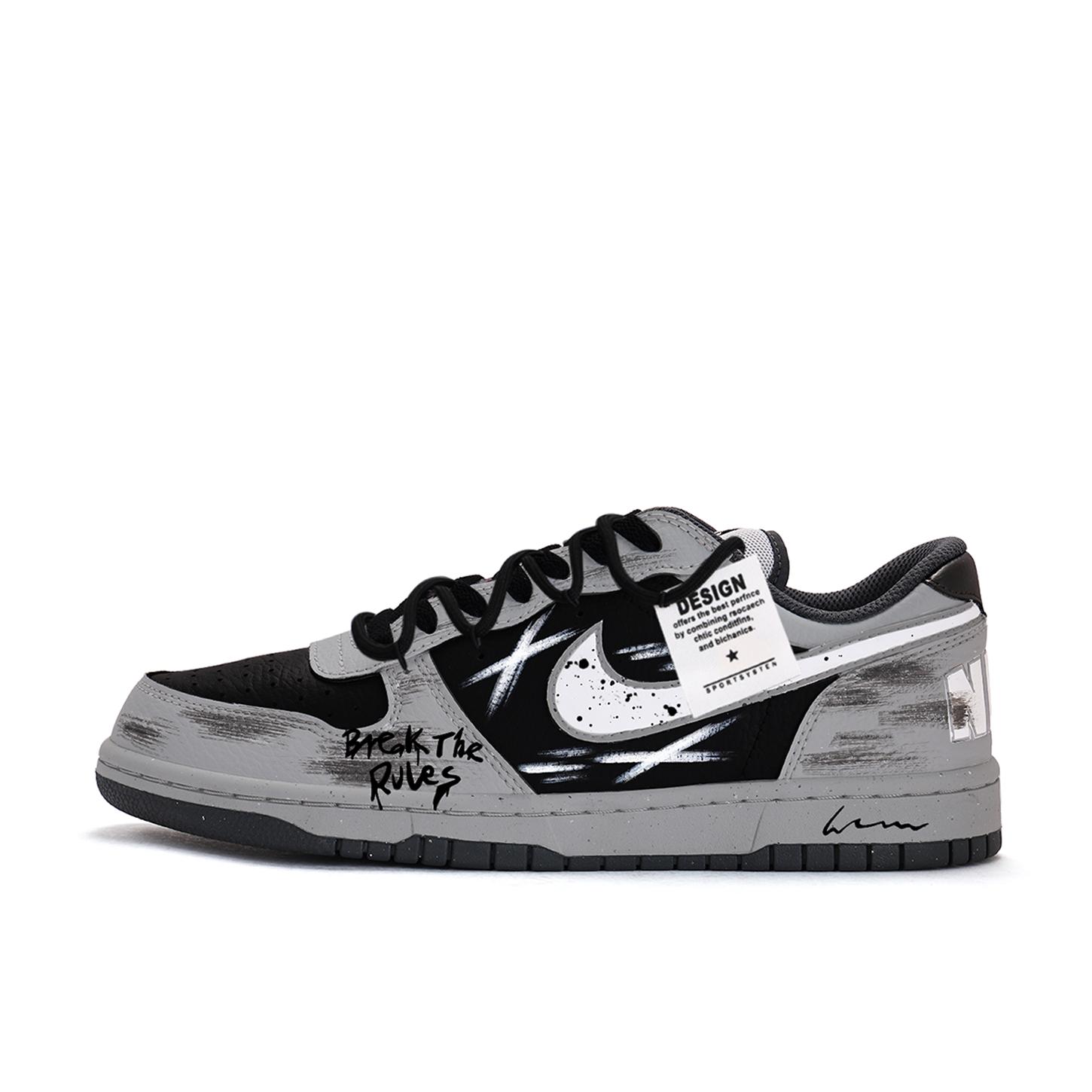Nike Dunk Abriebfeste Rutschfeste Low-Top Skateboard-Schuhe Unisex Grau 355152-017(Team59-) 44.5 black
