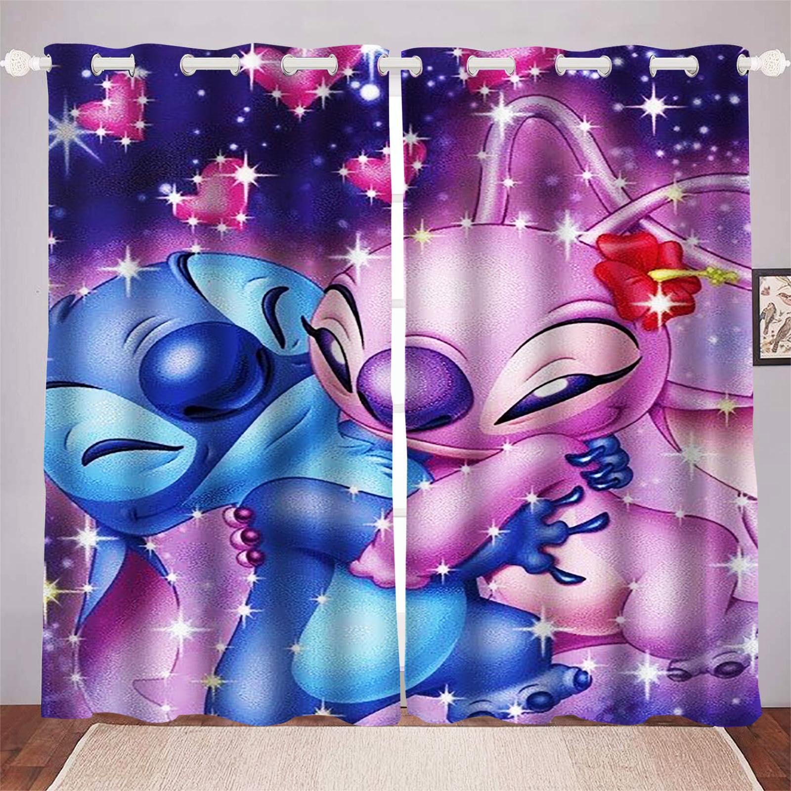 Stitch Cartoon Anime Staubdicht Balkon Bildschirm Vorhänge Für Wohnzimmer Schlafzimmer Blackout Vorhänge Polyester Hause 183x214