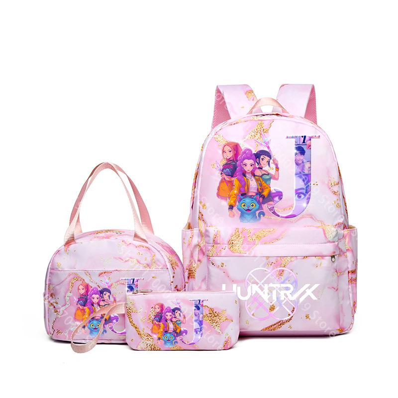 3tlg./Set KPop Dämonenjägerinnen Schultasche Lunchtasche Mäppchen Schüler Cartoon Rucksack Bento-Beutel Stifttaschen Schulbedarf Geschenk