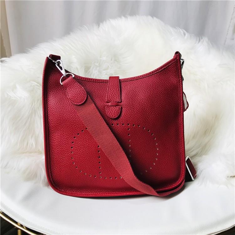 Neue Mode Oberleder Rindsleder Hohl Perforiert Mode Lässig Damen Tasche Ein Schulter Crossbody Damen Tasche Medium size 25cm bordeaux