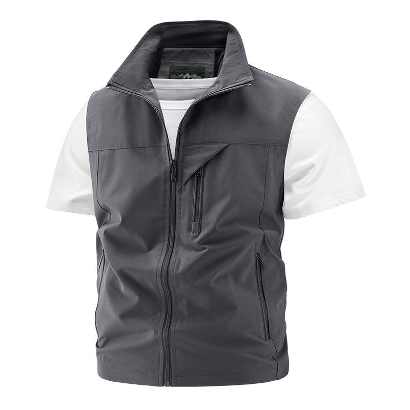 Herren-Sommerweste für Outdoor-Fotografie und Angeln – atmungsaktive Arbeitskleidung mit mehreren Taschen für Männer mittleren Alters und junge Männer 7XL graue