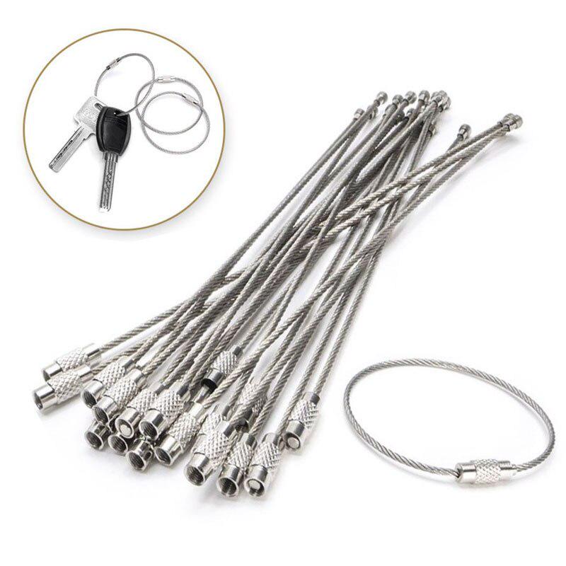 10PCS Edelstahl Draht Schlüsselbund Kabel Seil Schlüssel Halter Schlüsselring Ringe Frauen Männer Schmuck Schlüssel Halter Geschenke