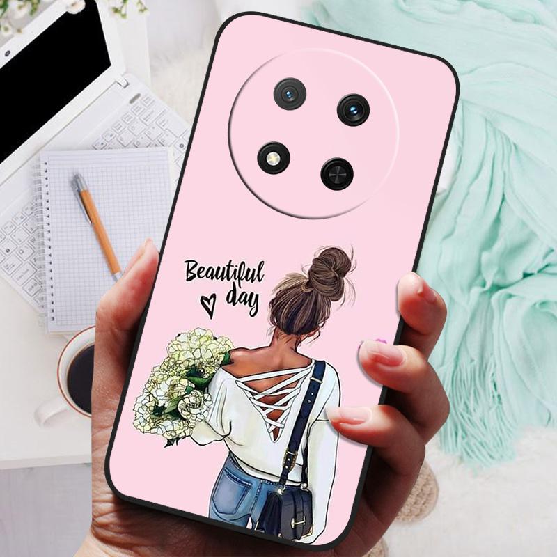 Für Honor Magic7 Lite 5G Hülle Cooles Schwarzes Silikon Weiches TPU Handyhüllen für Honor Magic 7 Lite 7Lite Schutzhülle Rückseite Abdeckung Honor Magic7 Lite 5G