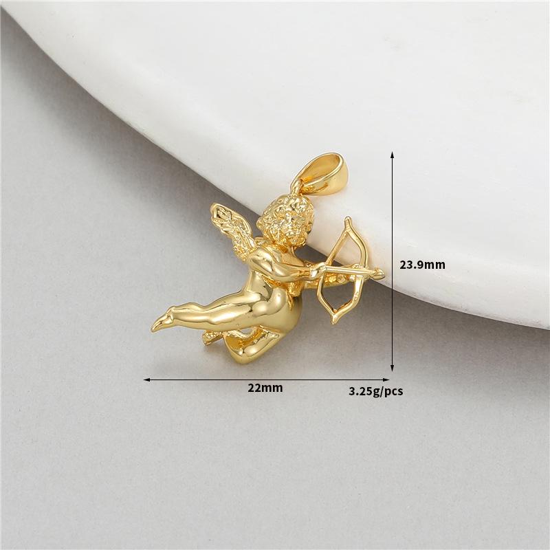 14K Vergoldete Engelsflügel Amor Anhänger Halskette - Handgefertigter Kupfer Charm Zubehör