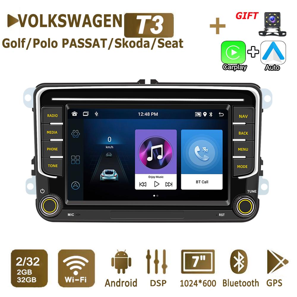 2Din Autoradio Android für Volkswagen Golf 5 6 Polo Passat B6 B7 Jetta Caddy Touran Universal Multimedia Carplay Navigation GPS 2+32GB 2+32GB