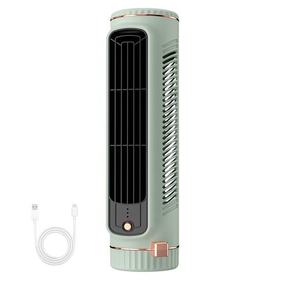 Leiser Turmventilator, Kabelloser Schreibtischventilator, Tragbare Klimaanlage, Einstellbarer 3-stufiger Luftkühler, USB-wiederaufladbarer Persönlicher Kühlventilator für Auto Schlafzimmer grün