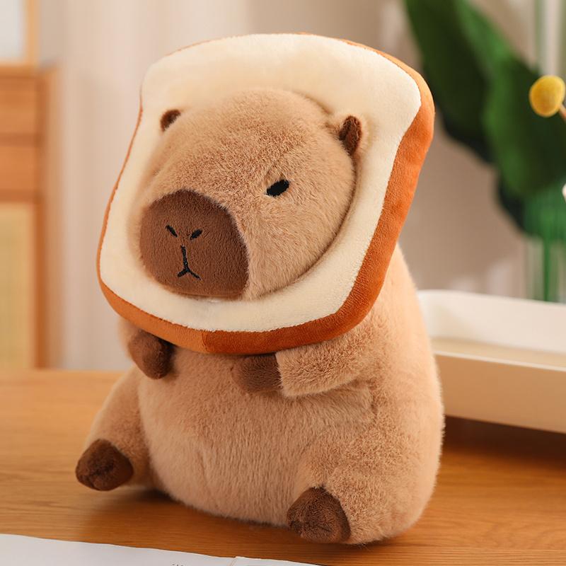 Capybara Plüschtier Simulation Capybara Cosplay Einhorn Dinosaurier Kleid Boba Brot Obst Essen Dekor Vögel Blase Kuscheltiere about 30cm rotbraun