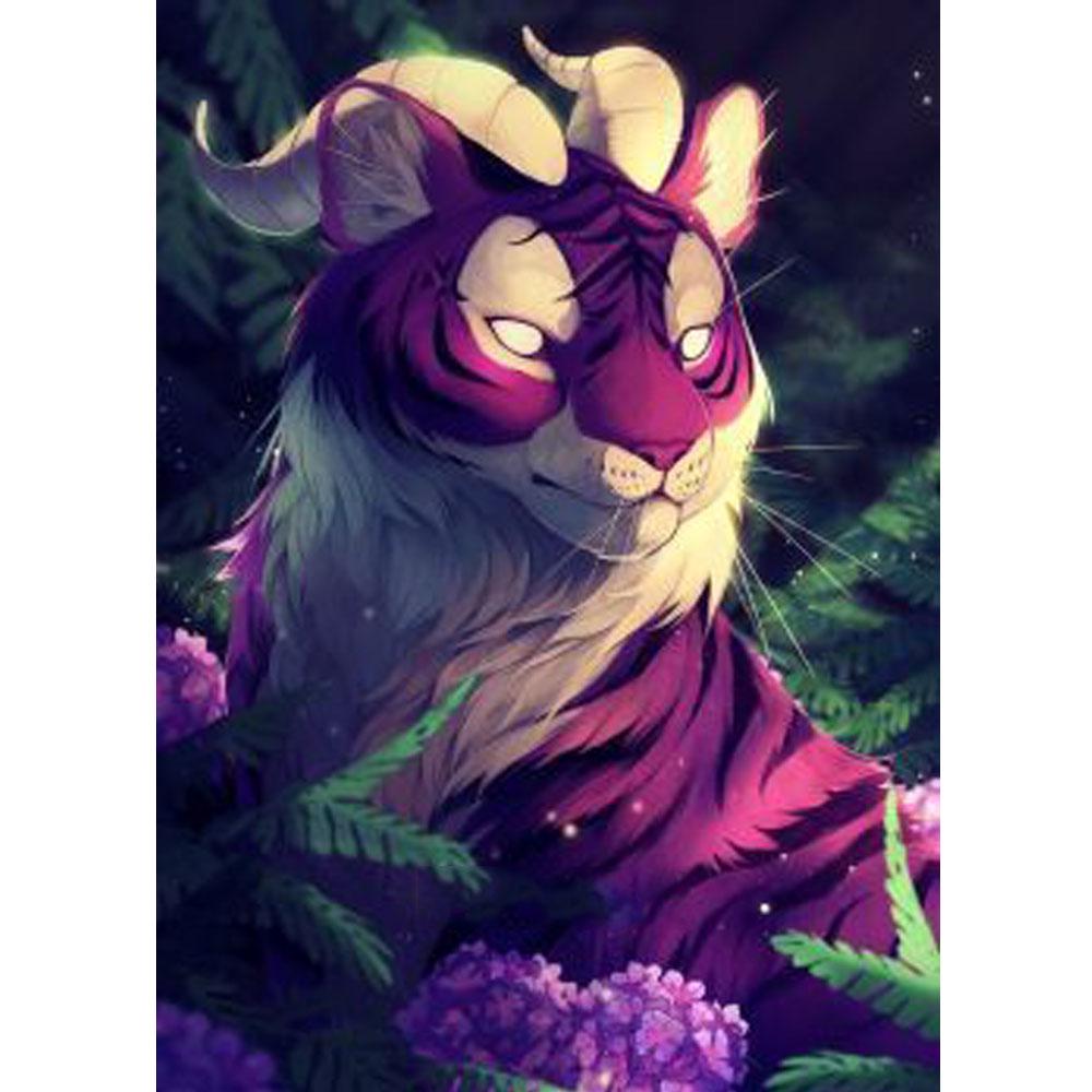 5D DIY Diamant Stickerei Wald lila Tiger Diamant Malerei Kreuzstich voller Diamant Diamant Mosaik Home Dekoration Full Round (20X30CM)