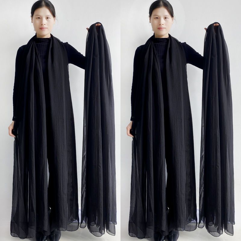 Extra großer Schal, einfarbiger Schal, Damenmode-Schal, Chiffon-Tanzschal, Sonnenschutz, Strandtuch, max. Größe ist 3*1,5m (±5-10cm Fehler) L: 3M * W: 1.5M schwarz