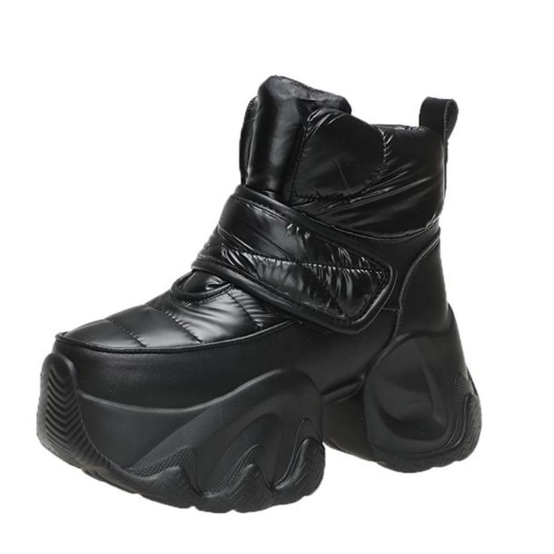 Mode 2024 Neue Stiefeletten Winter Damenschuhe Wasserdicht Mode Schneestiefel Dicke Sohlen Warm Bequeme Damen Plateaustiefel 34 schwarz