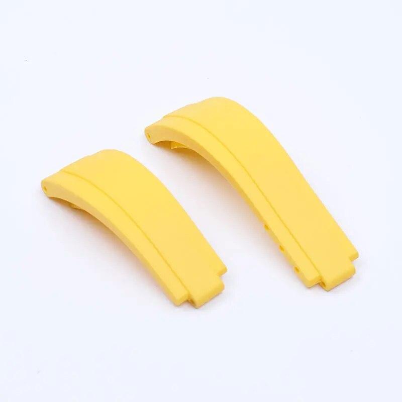 20 mm verstellbares Uhrenarmband für Rolex-Armband für DAYTONA SUBMARINER GMT Yacht-Master OYSTERFLEX Glidelock-Gummi-Uhrenarmband Logo & No Buckle-20mm gelb