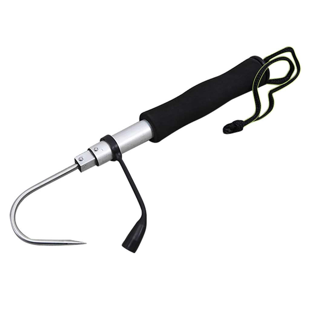 (Beamer)Teleskopischer einziehbarer Fisch-Edelstahl-Eis-Meeresfischerei-Speer-Tackle-Haken one size schwarz