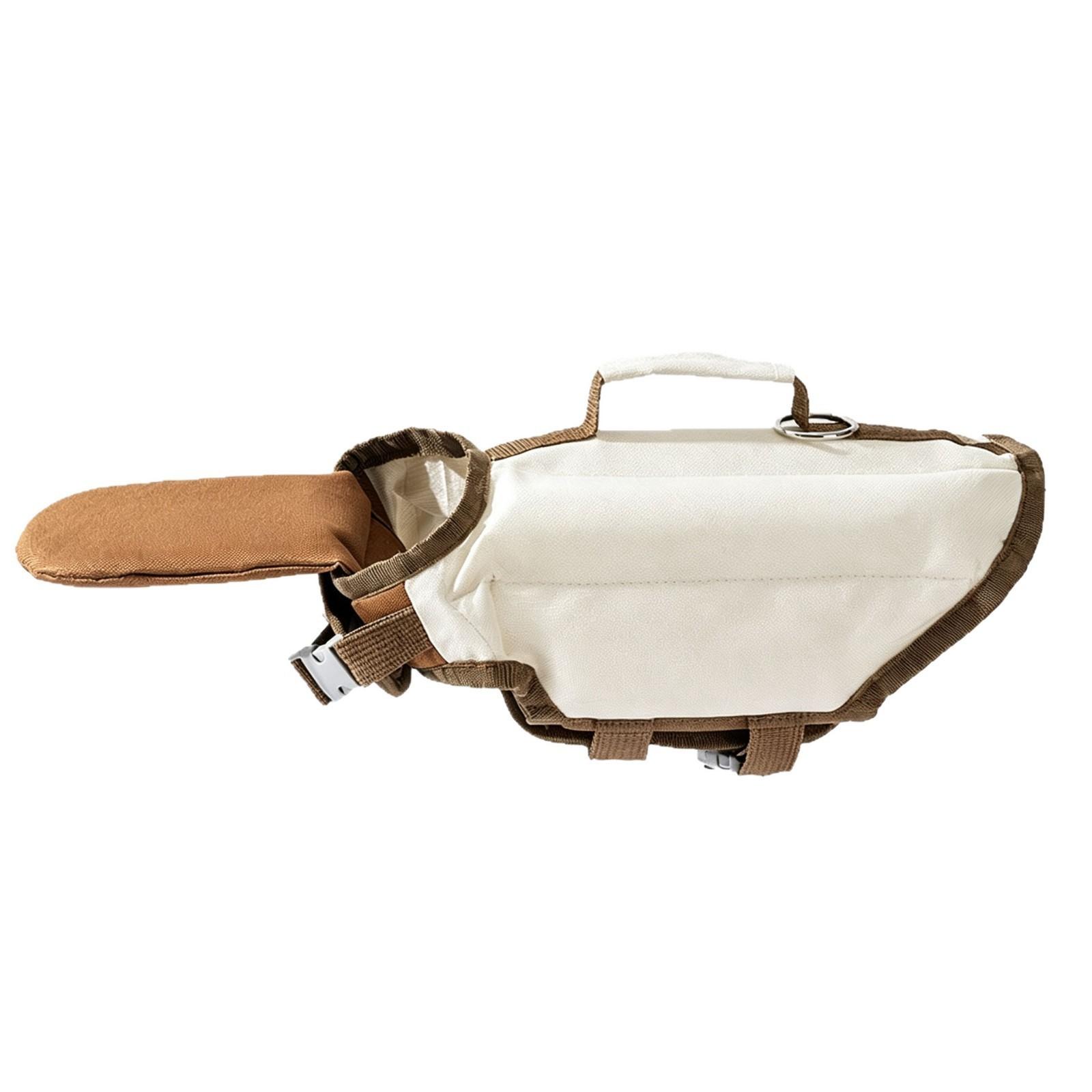 Hunde-Schwimmweste mit Rettungsgriff, Haustier-Schwimmweste mit Kinnauftrieb, Verstellbare atmungsaktive Sicherheitsweste für kleine und mittlere Hunde XL braun