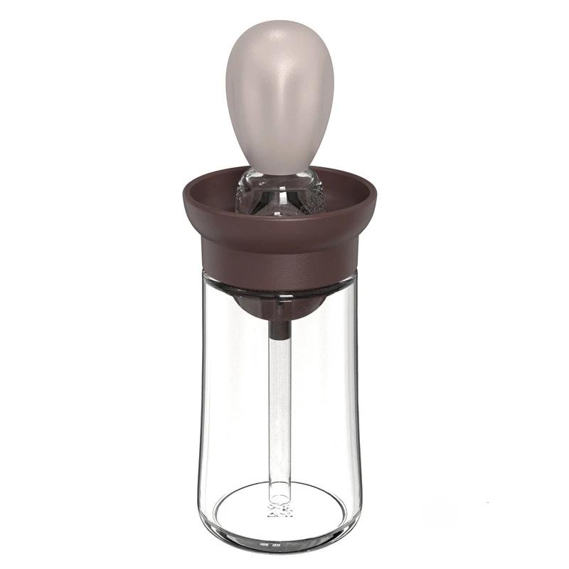 2 in 1 Silikon-Tropfer Messölspenderflasche Glas Olivenölspenderflasche mit Silikonpinsel Kochen Küchenwerkzeug