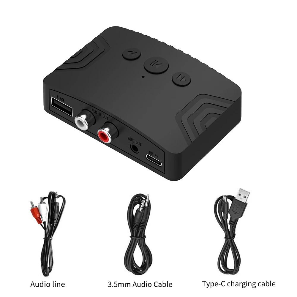 Bluetooth 5.3 Audioempfänger Sender 3,5 mm AUX RCA Dual-Ausgangsschnittstelle Hifi Stereo Musik Wireless Audio Adapter für TV PC Car Kit Lautsprecher With RCA line