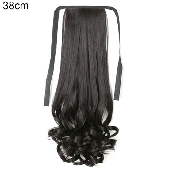 38/48/58 cm langes, gerades, lockiges Pferdeschwanz-Haarteil mit Clip-in-Haarverlängerung Curly-38cm braun schwarz