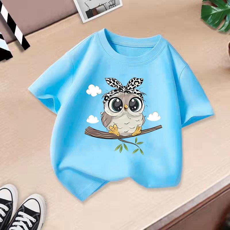 Sommer Neues Süßes Tier Mode Aufdruck Kinder T-Shirt Kurzarm Mode Reine Baumwolle Kinderkleidung 160 blue
