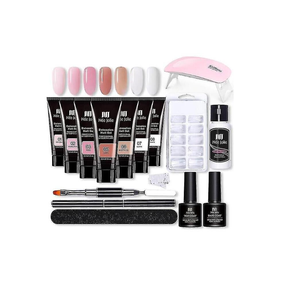 Erweiterungs-Gel-Nagel-Kit - Nagelverstärkungs-Gel 7 Farben Rosa Nude Alles-in-einem-Kit Mit Nagel Lampe