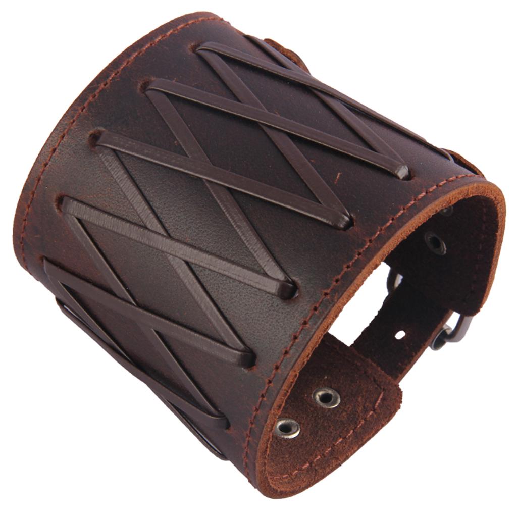 Punk Rock Gothic Leder Handgelenk Armschiene Guards Armschutz Armband Braun 25x7.4cm braun