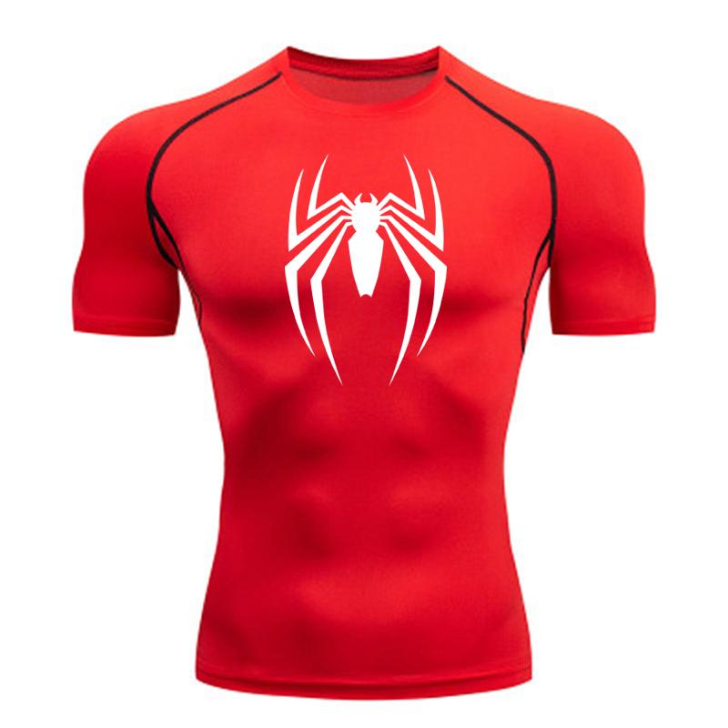 Sommer-Lauf-T-Shirt für Herren, kurzärmelig, Kompressionsshirt, Fitnessstudio, Sportoberteil, Weiß und Schwarz, schnelltrocknend, atmungsaktiv, MMA-Fitnessbekleidung L