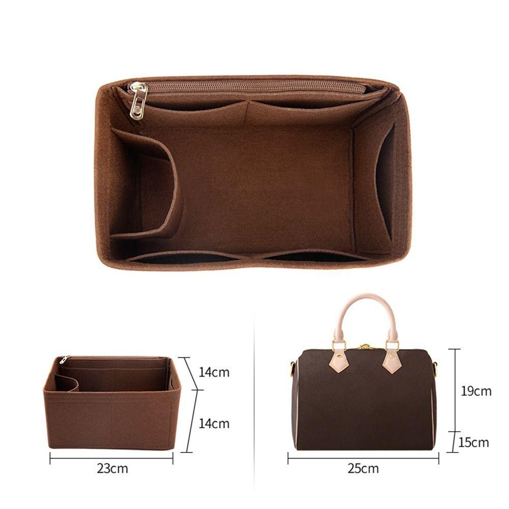 Langlebige Handtasche Tasche Zubehör Reise Lagerung Organizer Innentasche Klappe Handtasche Iiner Filz Einsatz For Speedy 25 kaffeebraun