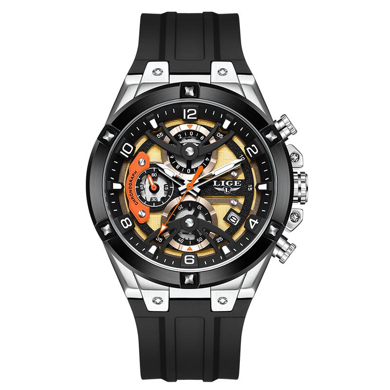 LIGE Herrenuhren Mode Weiches Silikonarmband Wasserdicht Kalender Business Sport Herren Quarz Uhr